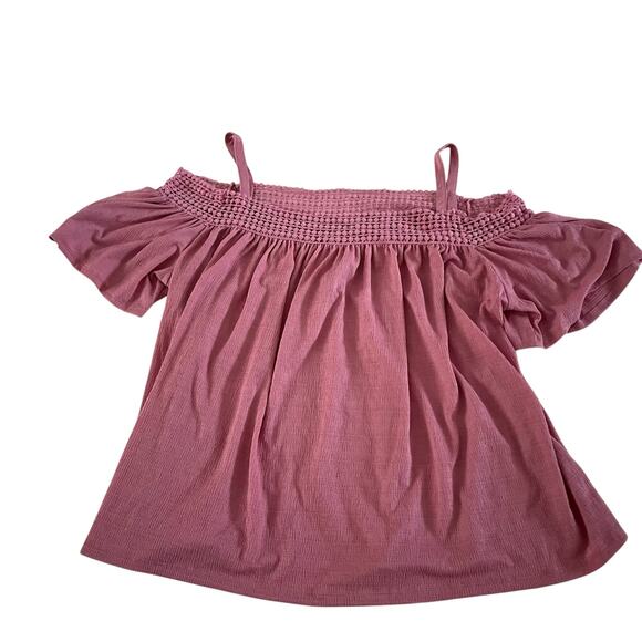 NWT Pink Cold Shoulder Crochet Detail Blouse Plus Sz 4X Cruise Boho - Picture 1 of 8
